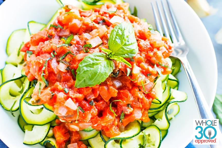 Fresh Tomato Basil Zucchini Noodles